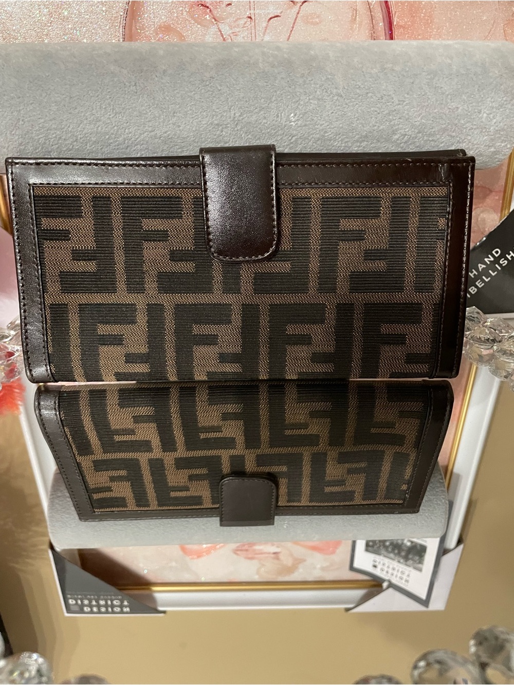 Fendi zucca Brown Monogram long Wallet Excellent vintage condition